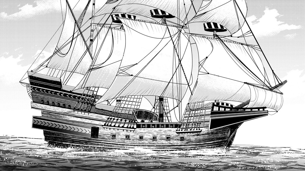 O Xrhsths ジェントリ吉田 Sto Twitter 16世紀後半のガレオン船 以前描いたアルマダ海戦を題材にした漫画から スペイン 艦隊 アルマダ の目的はイングランドの攻略でしたが敵艦隊との戦闘に妨害 様々な要因から計画は失敗 戦闘で損傷した船もあるなかで帰還途中に