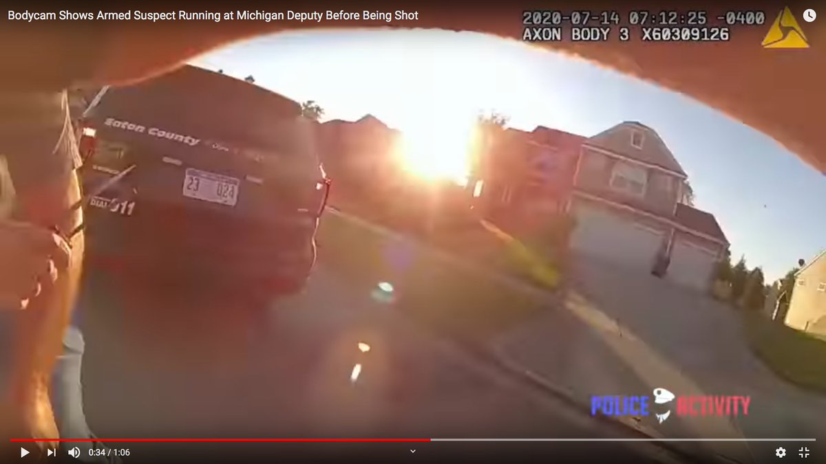 Most people with knives don't know how to use them.The guy had TWO KNIVES in his right hand, and he was slashing.See?He swung his right arm across his body.