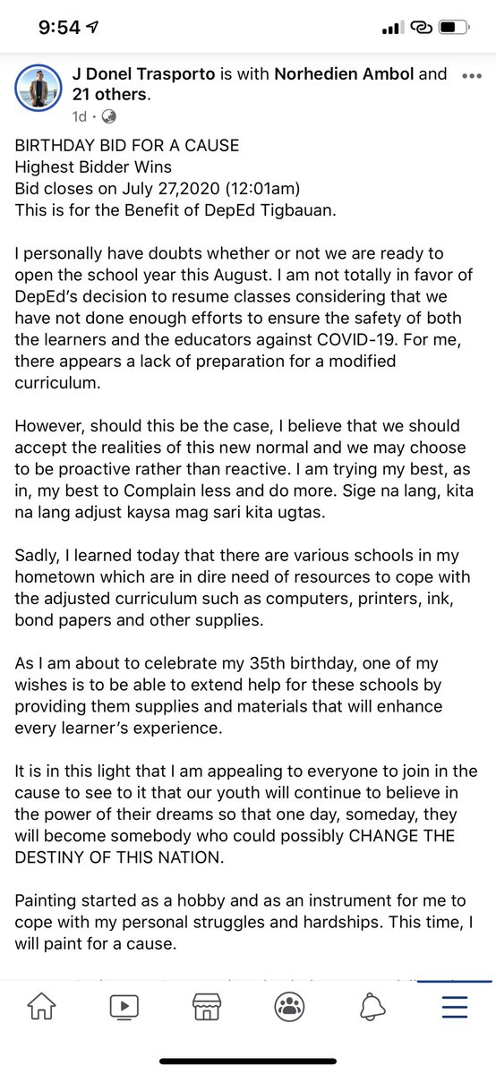 iamDONEweLL's tweet photo. Birthday Bid For A Cause
Bidding my paintings to buy schools supplies and materials for DepEd Tigbauan. 

Birthday gift niyo na po;)❤️
https://t.co/dN8JS7JxTU https://t.co/OdJcJZ3U2H