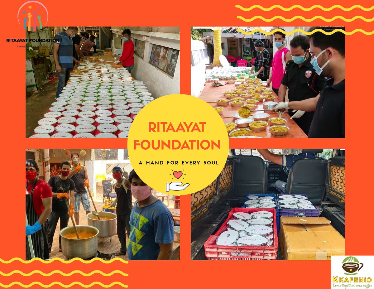 ritaayat's tweet photo. Apart from distributing PPE Kit, We've also been there for all the needy families during this Covid-19 Pandemic. We've collaborated with KKAFENIO Cafe and served food to approx 2200 people for constant 65 days! #covid19 #Pandemic #kkafenio #collaboration #food
#Ritaayatfoundation https://t.co/x3gsQWlz17