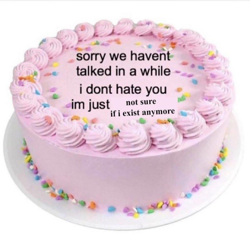 Reactions Cake Sorry We Haven T Talked In A While I Don T Hate You I M Just Not Sure If I Exist Anymore