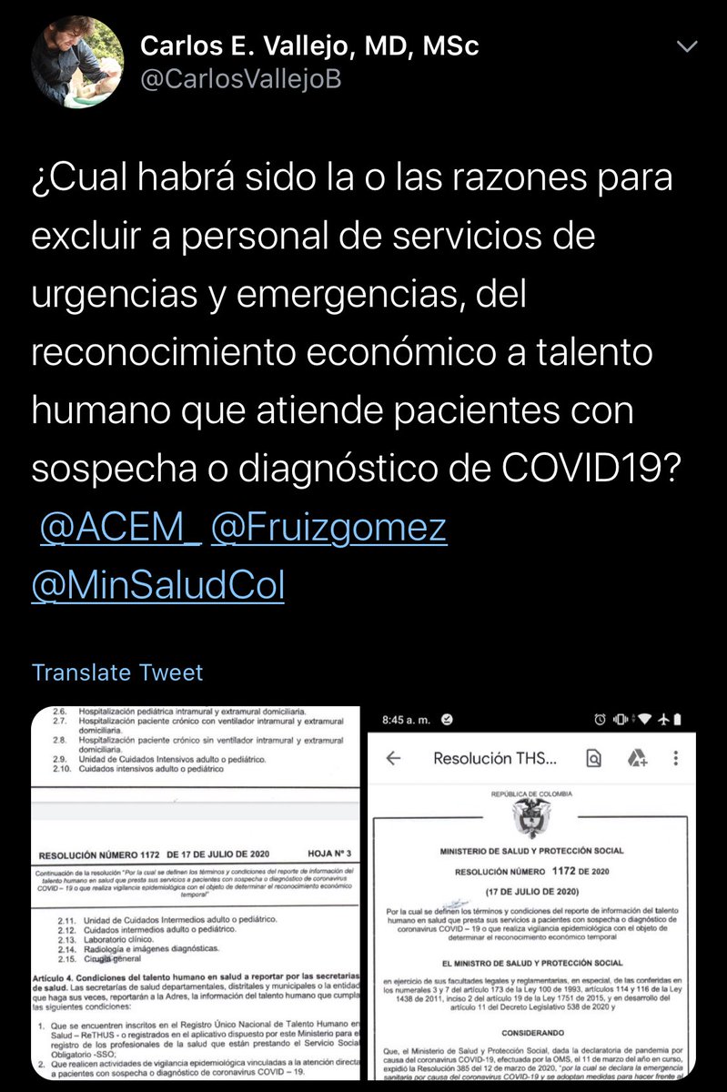 eliecercohen's tweet image. Una cosa es una cosa y otra es otra. Tener vocación no significa callar ante un profundo irrespeto a un olvidado servicio, históricamente maltratado y subvalorado como su personal ⁦⁦@MinSaludCol⁩ , hasta cuando lo necesitan.  #EMrocks #rectificación #UrgenciasImporta