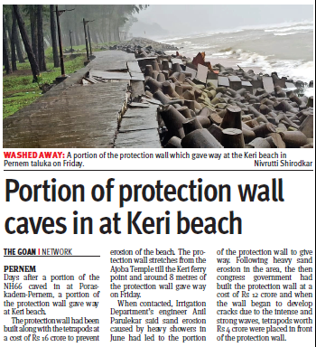 thegoanonline's tweet photo. Portion of protection wall
caves in at Keri beach
#KeriGoa
#PernemGoa https://t.co/DqqZn77t49