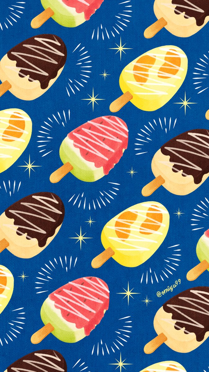 Omiyu お返事遅くなります アイスバーな壁紙 Illust Illustration 壁紙 イラスト Iphone壁紙 アイス スイカ Icecream