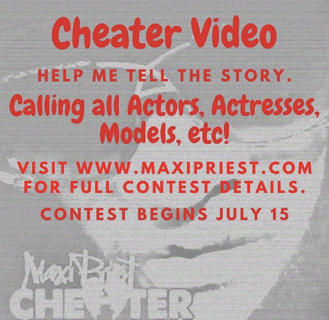 MaxiPriest's tweet photo. Don't forget the entry deadline is MIDNIGHT Est TOMORROW! This will be a virtual video shoot, so anyone from anywhere can enter! #cheatercontest #crocodiletears #maxipriest #artist #newreggaemusic #actors #models #modelsearch #actorsearch #kirkledoveproduction #videostar https://t.co/euLExb0Gxj