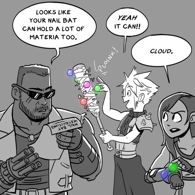 Finished Final Fantasy 7 Remake! I liked that you could see your Materia on your gear

Anyone else imagine Materia being really gummy? Yes there's a few scenes that say otherwise, but I kept dreamin of takin a big ol' bite out of them anyway. What does summoning Ifrit taste like 