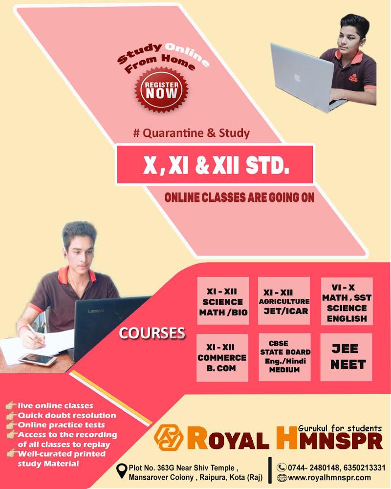 RoyalHmnspr's tweet photo. Online classes are going on for 10th, 11th and 12th (CBSE/ STATE BOARD ).
 MATH | BIO | AGRI
For further information click the link below-
 https://t.co/3BcqWfy3Zu...                                  #rhkota #royalhmnspr #rhianskota #rhians #rhian_s #kota #bundi #baran #rajasthan https://t.co/INlwJR7ScY