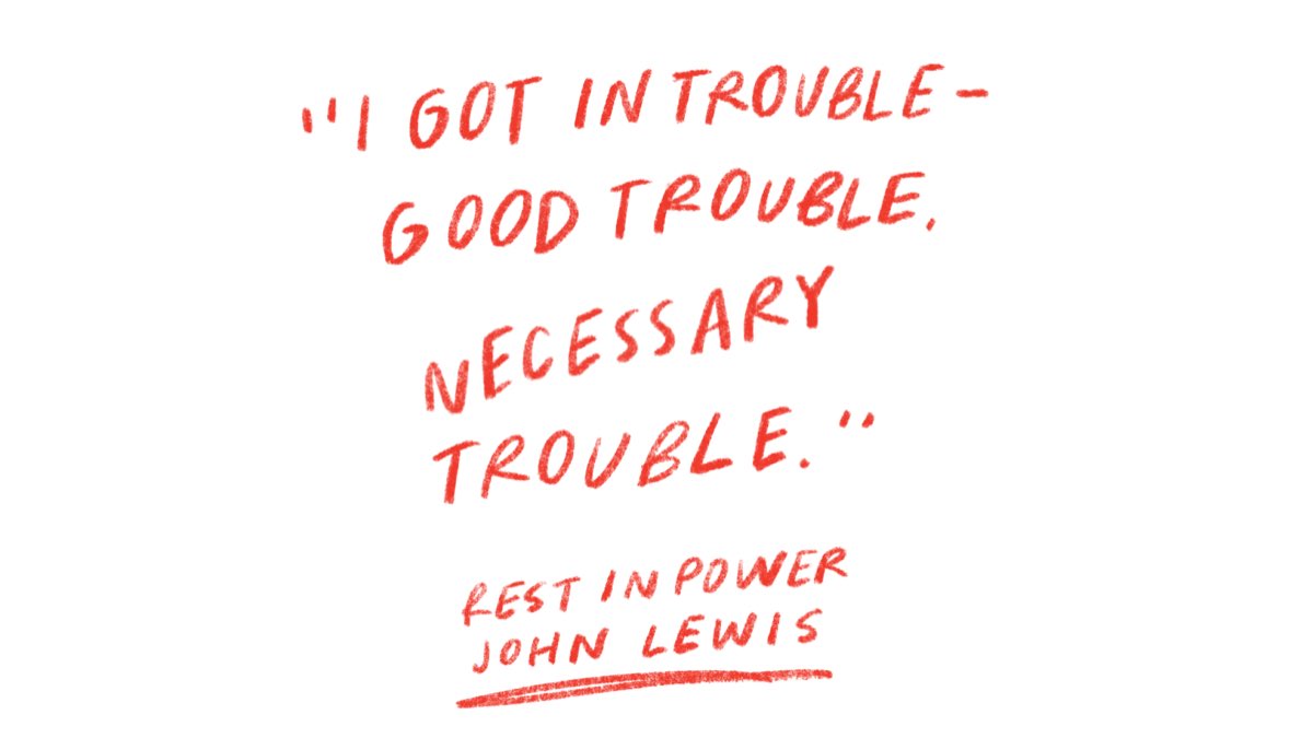AmericaDidWhat's tweet photo. We lift up Congressman John Lewis’s spirit.

“I got in trouble — good trouble, necessary trouble.”

REST IN POWER @REPJOHNLEWIS https://t.co/KubXCCxkQO
