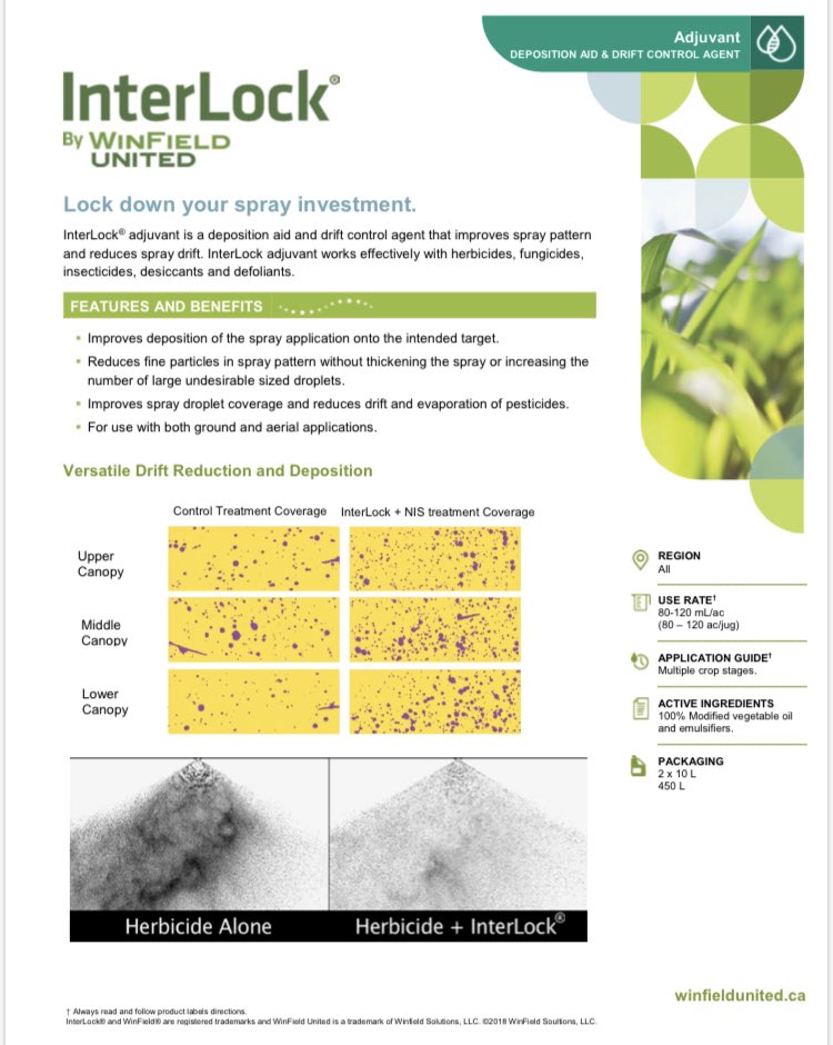 Thrower_Matt_'s tweet photo. @Canola_Cressman Be careful to stay within the operating pressure of any nozzle, more pressure can be counter intuitive as it creates more fines = less canopy penetration and 👆 drift. Have you consider an adjuvant like #InterLock to help increase the hits in the lower canopy? #optimaldropletsize https://t.co/nXY7CN4Kql