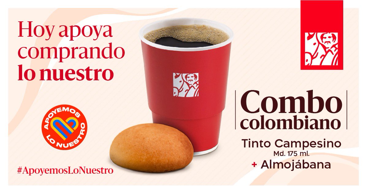 JuanValdezCafe's tweet photo. ¡Qué más colombiano que tinto campesino más almojábana! En el Día de la Independencia apoya y disfruta los productos que nos hacen sentir orgullosos. #ApoyemosLoNuestro Pídelo por nuestra App Juan Valdez, @RappiColombia, @DomiciliosCol o @UberEats_Col https://t.co/55Vy2Qj7Eu