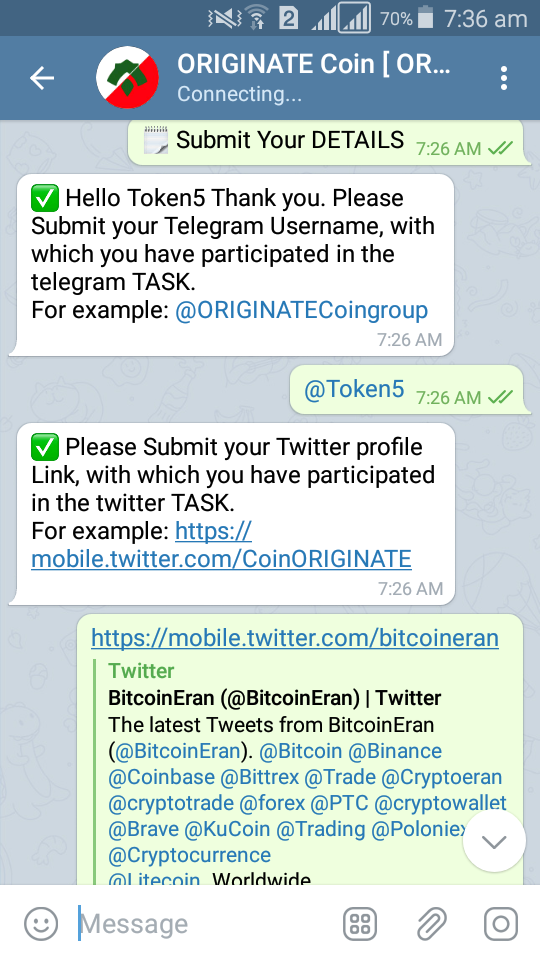 BitcoinEran's tweet photo. @CoinORIGINATE Good project Iam joined 
Check me: telegram: https://t.co/RGN7wvMAZG
Twitter:https://t.co/VlQqlVBKjA
Fb:https://t.co/lTg1IiDS5J

https://t.co/kbSAVaSVRM 
Payment ERC20: 
 0x768eFA66d4d02e8fd6670D29Ed00C5dDE2B5A559 https://t.co/xCH9ACU0rT