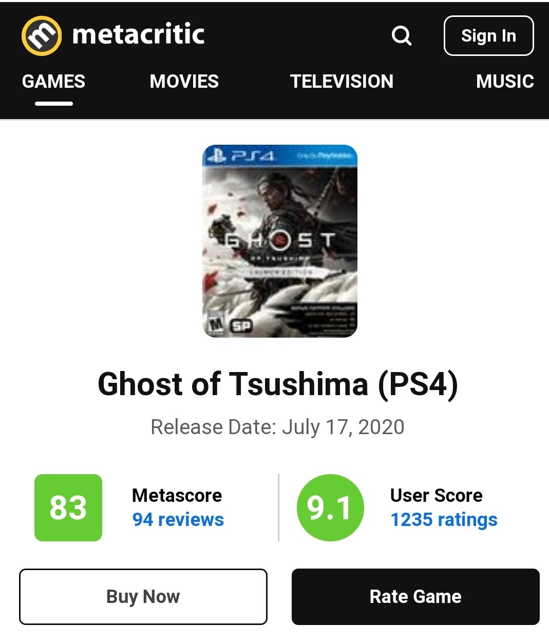 Notas de usuario de Ghost of Tsushima ya disponibles en Metacritic, y son  sorprendentes