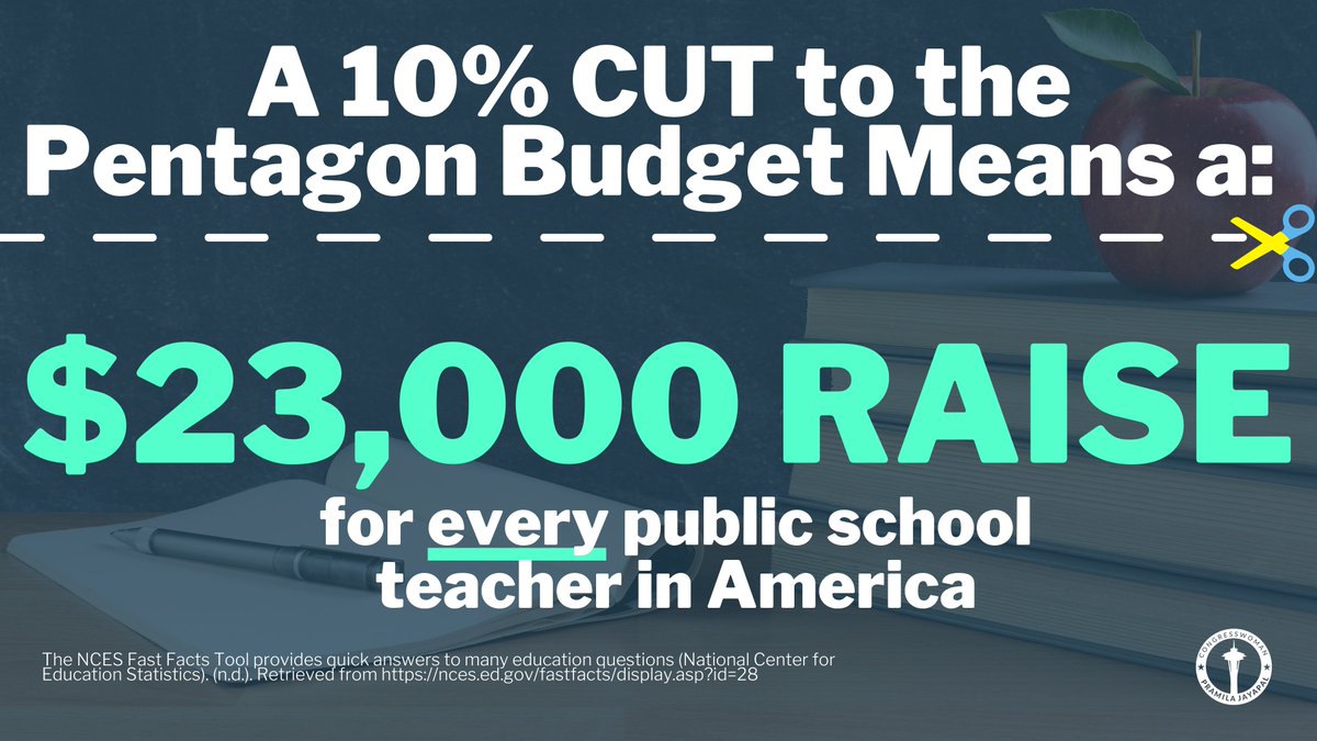 RepJayapal's tweet photo. Pay public educators more. And spare me any nonsense about how we can’t afford to. https://t.co/Q6omnRTc66