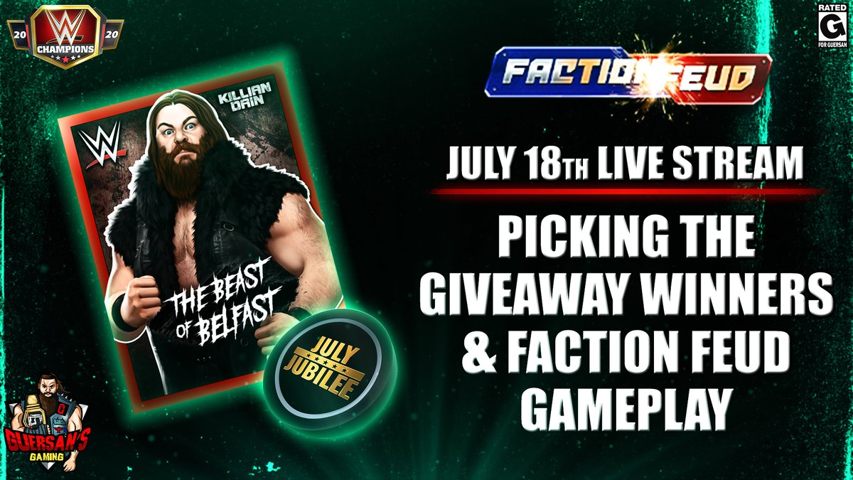 GuersansGaming's tweet photo. July 18th Live Stream - Picking the Giveaway Winners &amp; Faction Feud Gameplay ! @WWEChampions #WWEChampions #WWE @WWE #Giveaway #FactionFeud https://t.co/BDc5w4Xx7v https://t.co/I1DFDyRo0T
