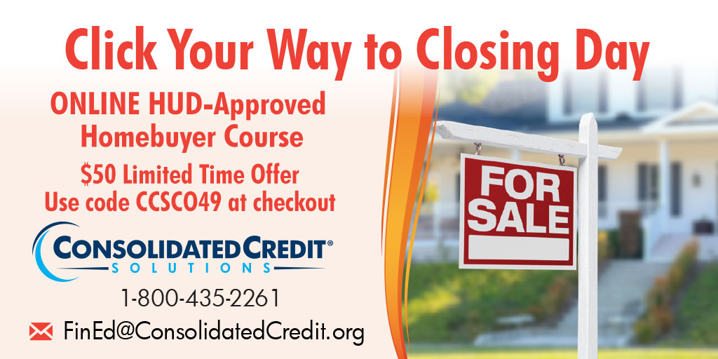 ConsolidatedUS's tweet photo. π‘ #FirstTimeHomebuyer class + certificate you receive upon completion, help you qualify for #DownPayment & #ClosingCost assistance programs. Take our $50 #HUDApproved course #ONLINE: https://t.co/FVMrKVYoVW
π£οΈ Use code CCSC049 at checkout! #MillenialHomebuyer #eHomeAmerica https://t.co/Hxkx6eS60U