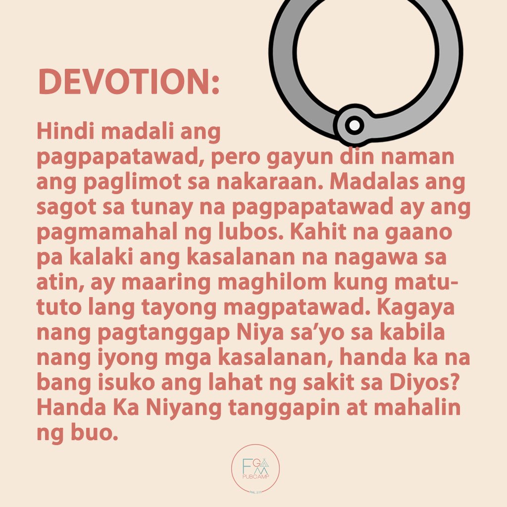 FGWPubCamp's tweet photo. You never really loved someone until, you learn to forgive.” Sabi nga sa kanta ng Ben&amp;Ben. Pero alam mo bang totoo ito sa ating buhay? Ang tunay na pagmamahal ay nakukuha sa pagpapatawad. Nakuha kaya ito ni Santino kay Alessandro bago Sya mamatay?Abangan natin sa kanilang kwento. https://t.co/u0HkgtfrPq