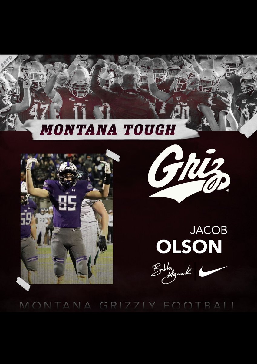 Jake_olson42's tweet photo. A little late but I am very excited  to say after a long chat with @SacksGriz I am beyond grateful to announce that I have received a full tuition offer to @MontanaGrizFB 💪💪🏈 https://t.co/7w6gpxnYH7