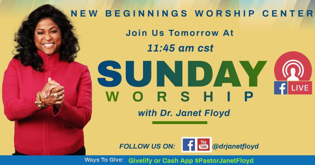 DrJanetFloyd's tweet photo. Join us tomorrow morning for Sunday  Service and a life-changing message from Dr. Janet Floyd live on facebook at 11:45 am cst / 12:45 pm est.
Blessings https://t.co/MxA6MVHfsp