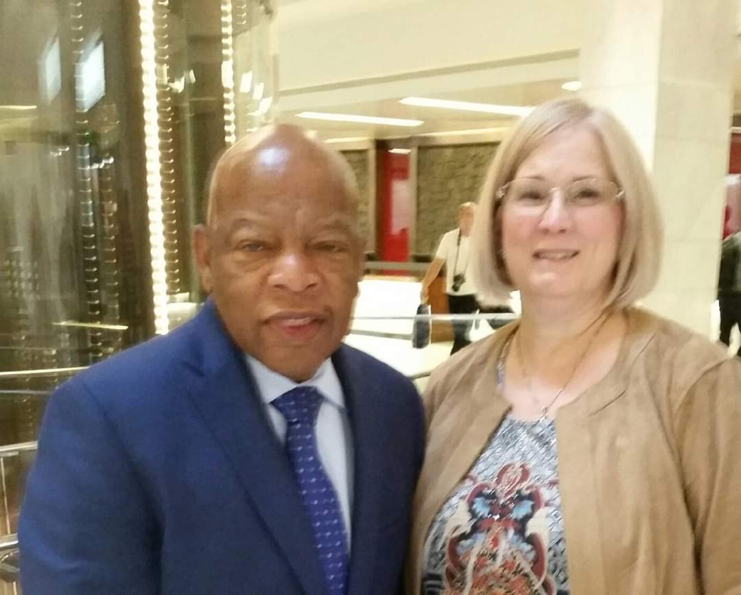 Stacey_A_Smith's tweet photo. Remembering John Lewis. In 2016, I had a chance meeting with John Lewis in Atlanta. He took the time to visit with me and talk about his life's work. A day I won't forget.@AldineISD #GPA2016 #JohnLewisRIP https://t.co/LGtlEB4YKF