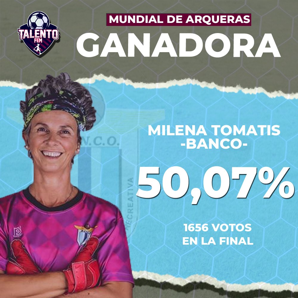 #MundialDeArqueras ⚽🏆 | ¡Milena Tomatis fue la ganadora! En una final muy pareja que se definió por 5 votos, la arquera de Banco ganó el segundo torneo virtual de 'TalentoFem'. Agradecemos a toda la gente por participar y la buena onda 🙌🏻