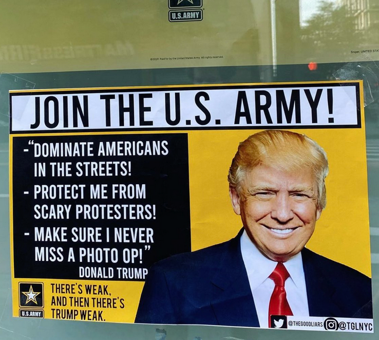 postsecret's tweet photo. As seen on an army recruitment office door.
@TheGoodLiars
 #TrumpThreatensAmerica https://t.co/9dB39fThN2