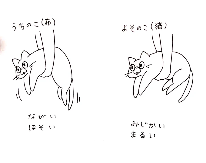 長いのと短いのを持ってみましょう 