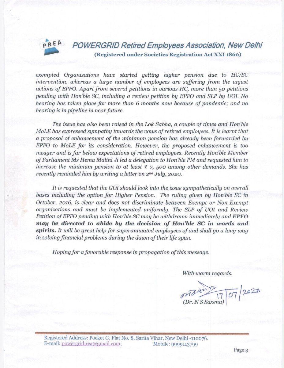 ns_saxena's tweet photo. Request on behalf of 65 lacs EPS Pension holders to @PMOIndia @santoshgangwar @RajKSinghIndia for an favourable decision. https://t.co/g8ZHXUNnGt