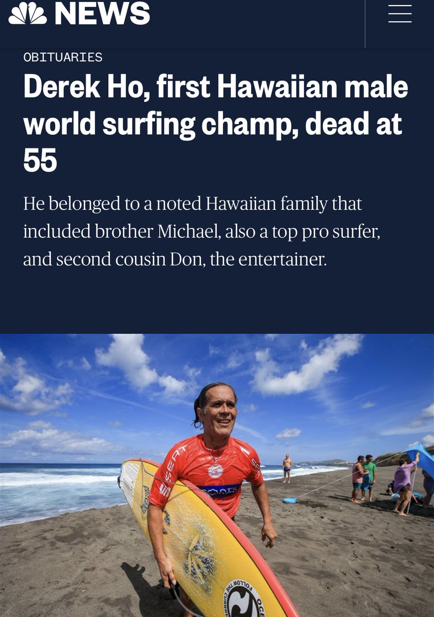 EmeryvilleDenta's tweet image. RIP #DerekHo #HawaiianSurfer #SurferLegend Hawaii will miss ya Braddah Derek condolences to The Ho Fam #DonHo #MichaelHo