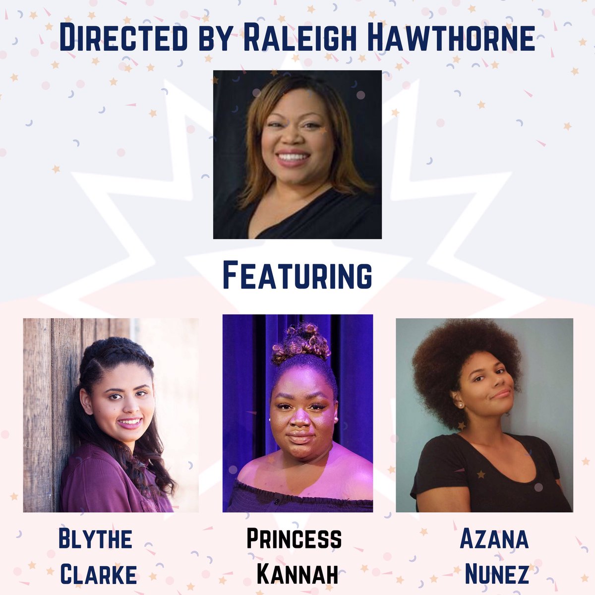 Rm_theatre's tweet photo. Directed by Raleigh Hawthorne

Featuring Blythe Clarke, Princess Kannah, and Azana Nunez https://t.co/8ykDrNxNLv