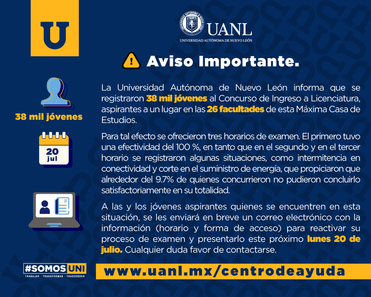 ⚠️  Aviso a los aspirantes que presentaron hoy el Concurso de Ingreso a Licenciatura.