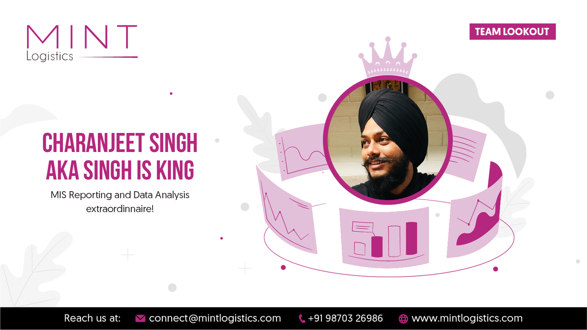MINTLOGISTICS's tweet photo. Charanjeet Singh, our very own "Singh is King", is our backbone that makes #dataanalysis, #MIS and #Visualisation possible at #MINTLogistics.

Thank you for being our go-to person for all things DATA . Charanjeet!

#Multimodal #Transportation #Logistics https://t.co/7YkZb9zvN2