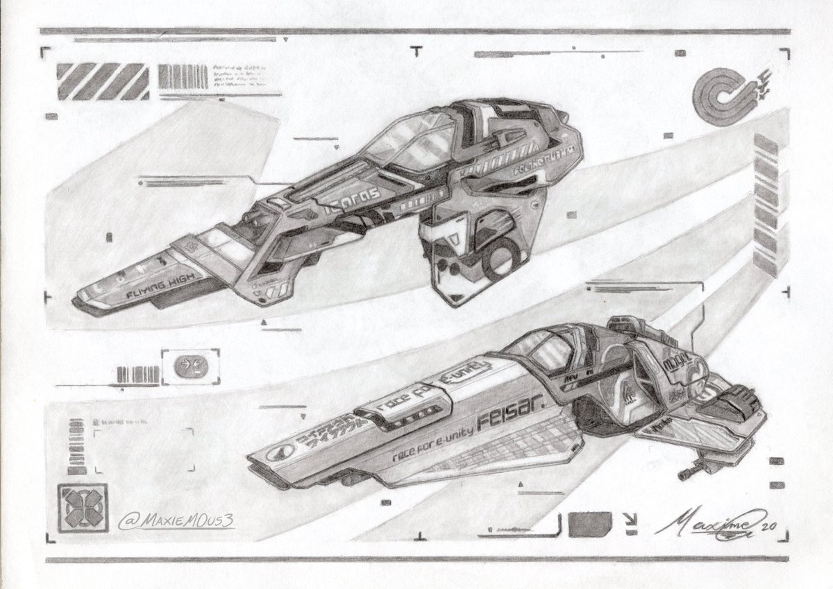 MaxieM0us3's tweet photo. I started this drawing in 2017 ahead of #WipEout's release on @PlayStation 4, but it didn't work as expected. This week, I decided to polish it by giving all the shadings and tones.

#fanart #gaming #art #traditionalart #handdrawn #drawing #icaras #feisar #ArtistOnTwitter https://t.co/0tjmqkQOXf