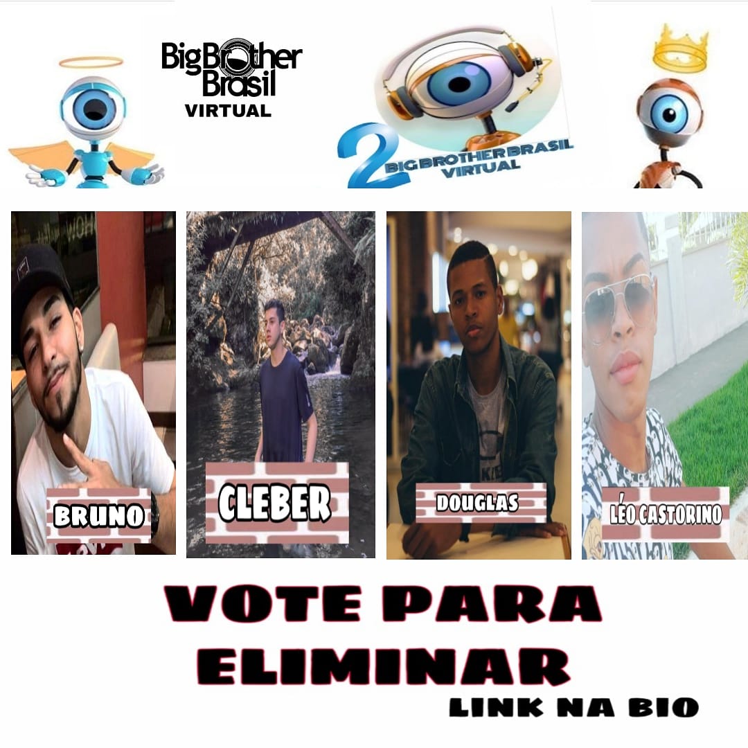 BBBVIRTUALSHOW's tweet photo. Paredão formado! Brunk x Cleber x Douglas e Leo Castorino. Quem você quer ver fora do jogo? Vote até não aguentar mais. 

Link: https://t.co/r3lCY9gdTn

Vote quantas vezes quiser! #BBBv2 #bbbvirtual https://t.co/rZCCDmbmnR