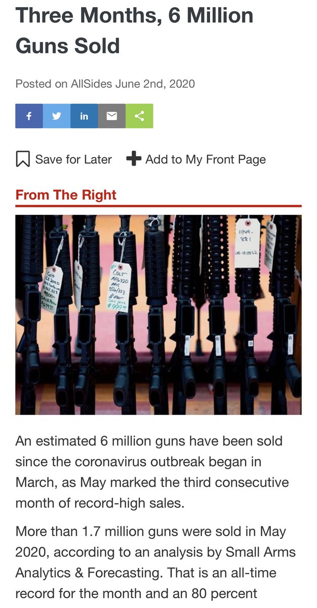 In the past 5 months, Americans have purchased well over 6 million Guns. From April to June 2020, nearly 5 million background checks were performed as Americans armed themselves while their cities were burned and looted.