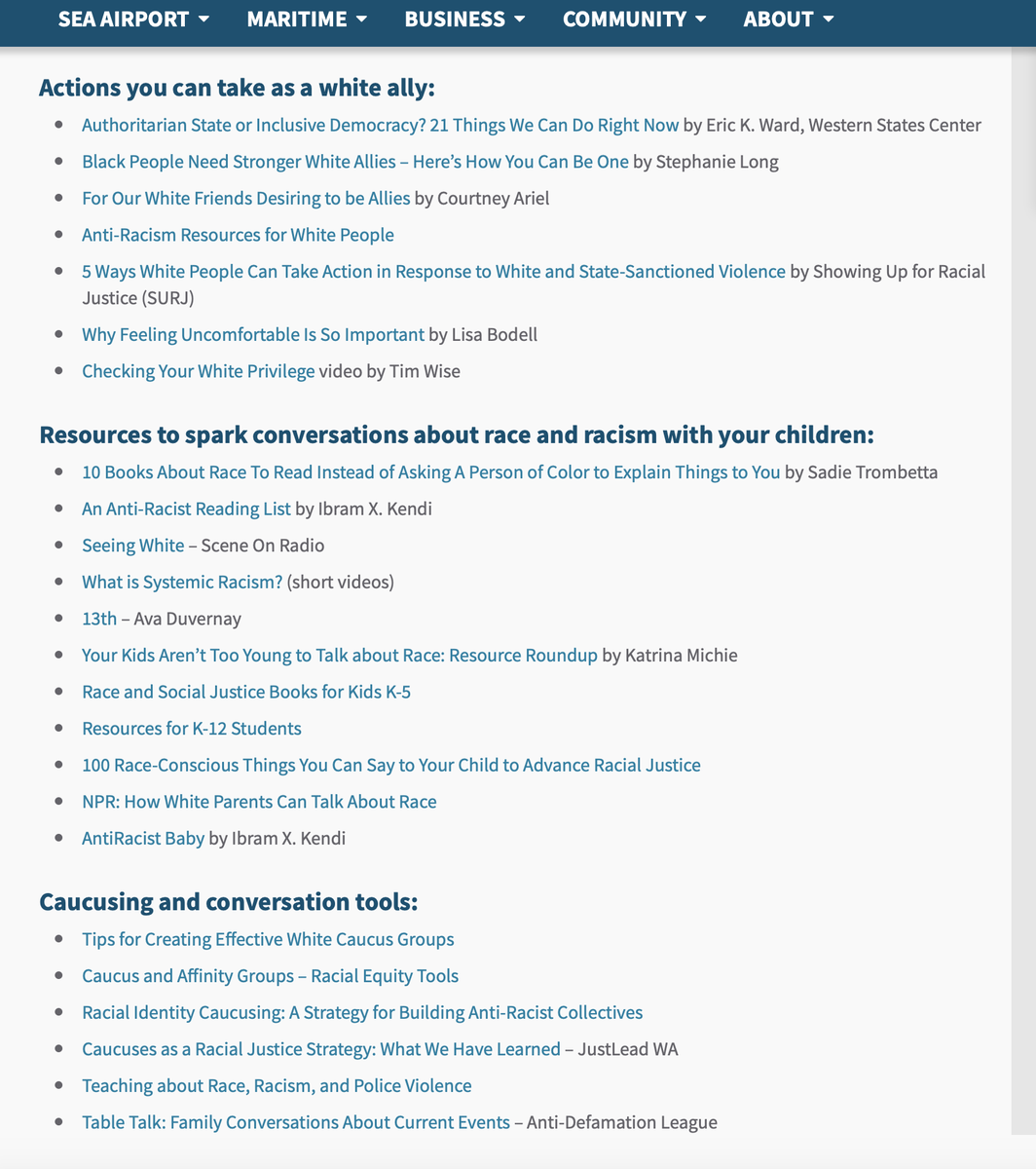 Have you seen this website? Have you looked at the content? What do you think?I mean, an anti-racism website that only has RACIAL DISCRIMINATION on it.  https://www.portseattle.org/blog/anti-racism-resources  https://twitter.com/Trinhnomics/status/1284400514679992321
