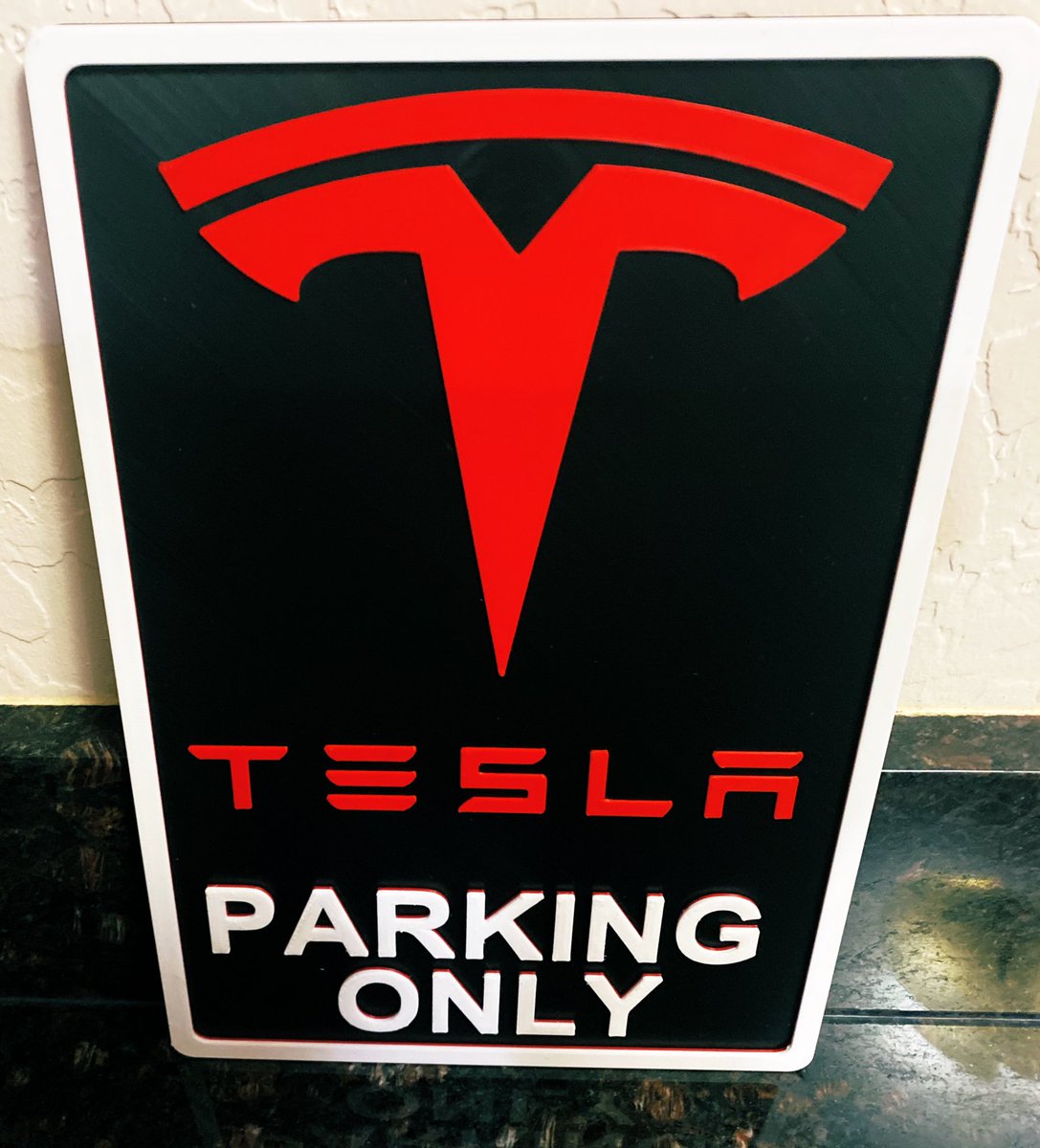 TheLightSpeedz's tweet photo. Wanted a Tesla Parking sign? F-It I’ll print it myself! Designed in F360, printed on my @alienslacker #Failcore which is now succeeding in life thanks to @Filastruder @MandalaRose4 ! Filament is just cheap PLA using ColorPrint in Prusa Slicer 2.3.0 Alpha @crussty @3DPrintingLlama https://t.co/v7DB8sR5cf