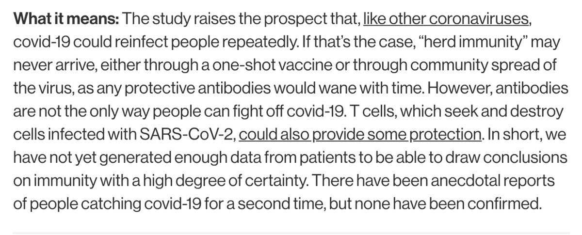 It's a huge, and in context irresponsible, leap to go from the results of this study to the idea that vaccines and herd immunity won't stop the virus. It's not that this isn't a possibility- the problem is the idea that there is now real scientific evidence to support this worry.