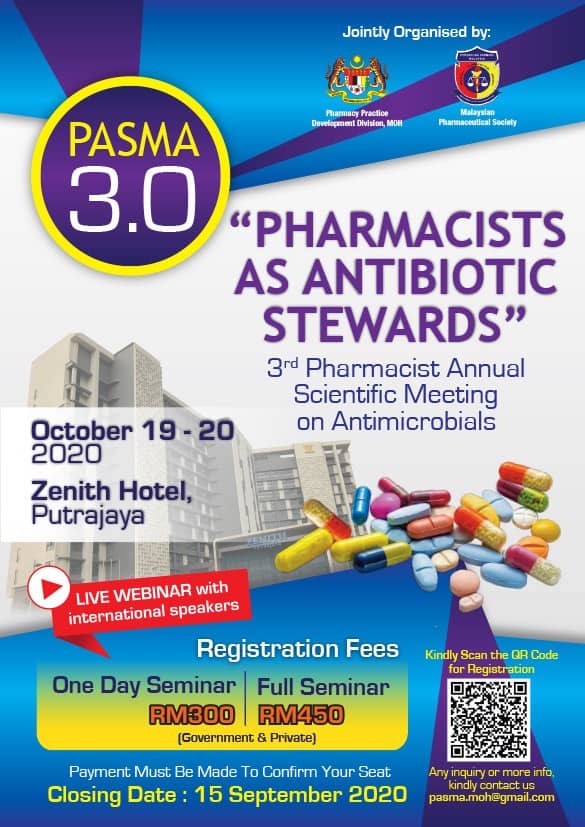 Alhamdulillah, PASMA 3.0 sold out in just weeks!

May Allah ease our team in organizing this seminar, which have become our annual event and becoming popular among pharmacist through out our country.
