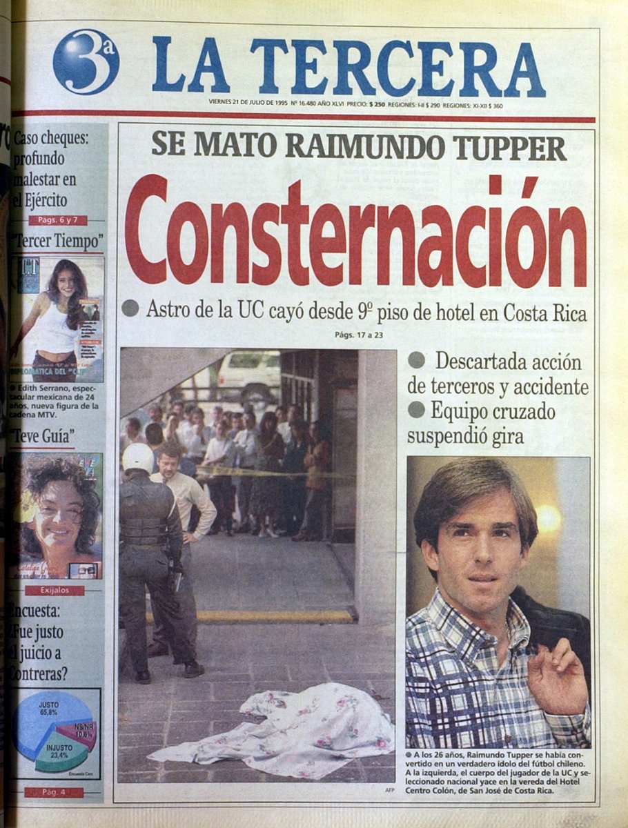 ElDeportivoLT's tweet photo. LT DOMINGO Un cuarto de siglo sin el Mumo.
Este lunes se cumplen 25 años de la muerte de Raimundo Tupper, quien se quitó la vida en un hotel de Costa Rica, mientras estaba de gira con Universidad Católica.

https://t.co/USyCRKzfTG https://t.co/kUolyfHQTj