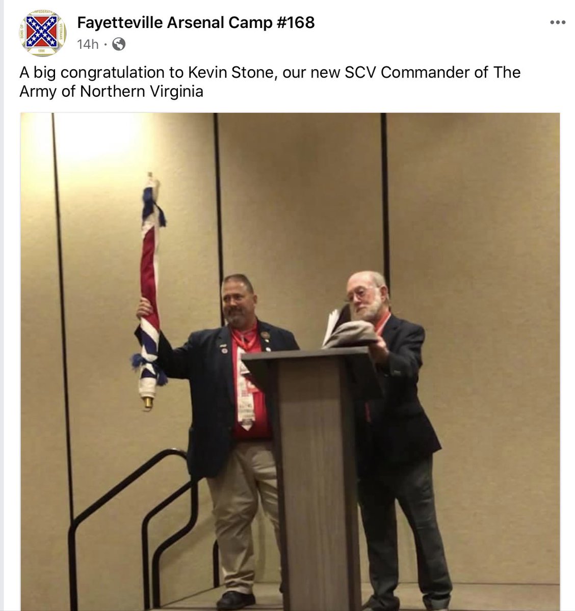 SilentSamIAm's tweet photo. NC probation officer Kevin Stone just got promoted to "Commander" of the SCV's Army of Northern Virginia. Stone is a LEO w/discretionary power over Black/Brown bodies. His organization is racist, anti-🏳️‍🌈, and believes "diversity is antibiblical". #FireKevinStone @NCPublicSafety https://t.co/Lmo3mA9jJD