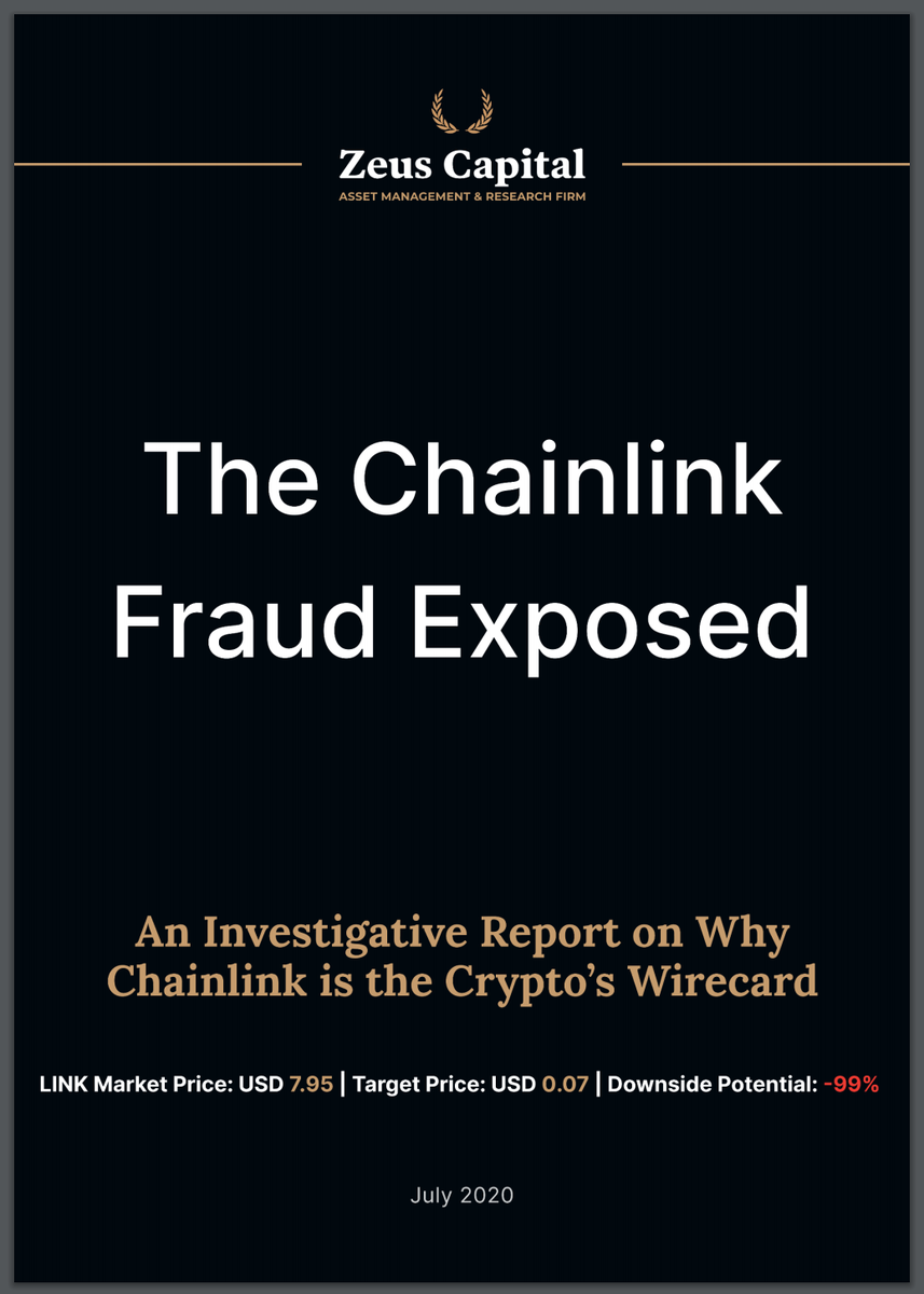 If case you don't know what I'm talking about, here's some contextA couple days ago, a "asset management firm" firm published a report claiming Chainlink to be fraudThis report was full of complete disinformation with countless falsehoods and lies https://twitter.com/ChainLinkGod/status/1283458683435802626?s=20