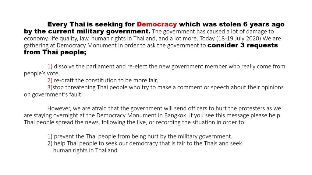 deariejinwoo_'s tweet photo. Dear ICs around the world, we Thai-ICs need your help in spreading the words of our fight for democracy in Thailand. More info is in the picture. Please help us share so the world will know the situation we are in right now. Thank you so much.

#เยาวชนปลดแอก
#respectdemocracyTHAI https://t.co/aQrC7opvsq