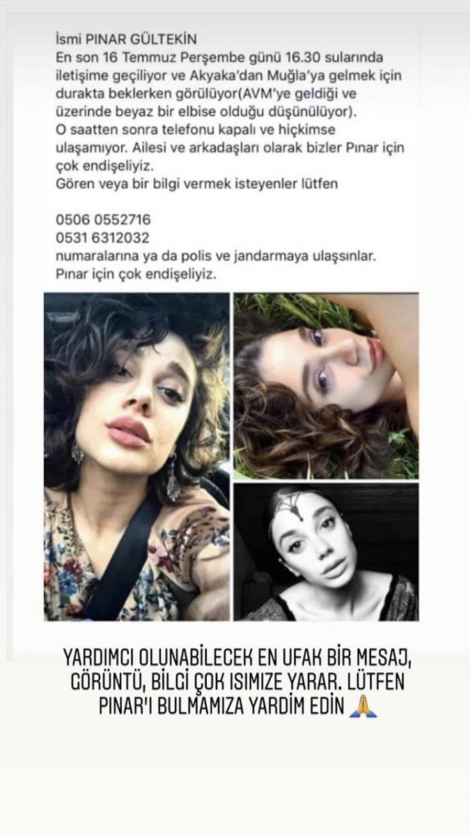 bir arkadaşımız kayıp. endişemiz büyük. 

rt ederseniz çok memnun olurum.
iletişim,

05060552716
05316312032

 #pınargültekin