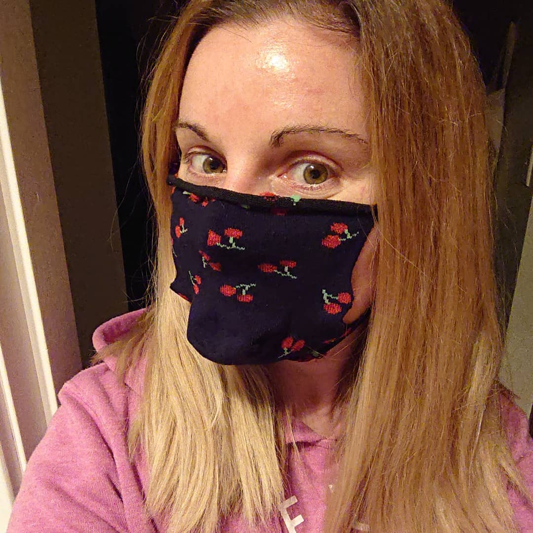 trishakmac's tweet photo. @debimoa @jonesytheteachr @mrglangford @steven_kolber Yatta! How the first one turned out #mask #sockmask 😷 https://t.co/WckX0cIsSu