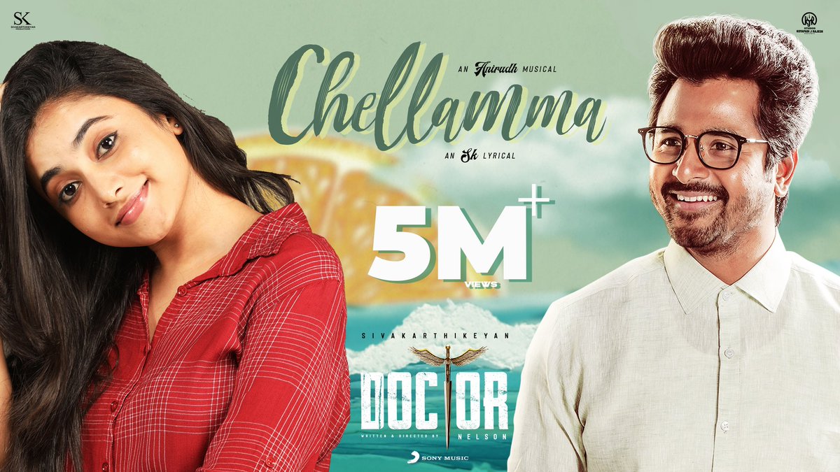 SK_360_'s tweet photo. #Chellamma is unstoppable with 5M+ Views and 325K+ likes 😍🔥

With #ChellammaDanceChallenge entries pouring in , it's a sensational hit 🥳

@Siva_Kartikeyan @anirudhofficial @priyankaamohan @Nelsondilpkumar @kjr_studios @SKProdOffl 
#Doctor https://t.co/sueKN6Xp83