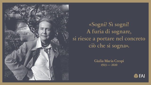 La scomparsa di #GiuliaMariaCrespi, fondatrice e Presidente Onoraria del #FAI segna un momento cruciale nella storia della Fondazione che a lei con unanime riconoscenza dedica il più commosso tributo.

Leggi la news: bit.ly/32zGGRZ