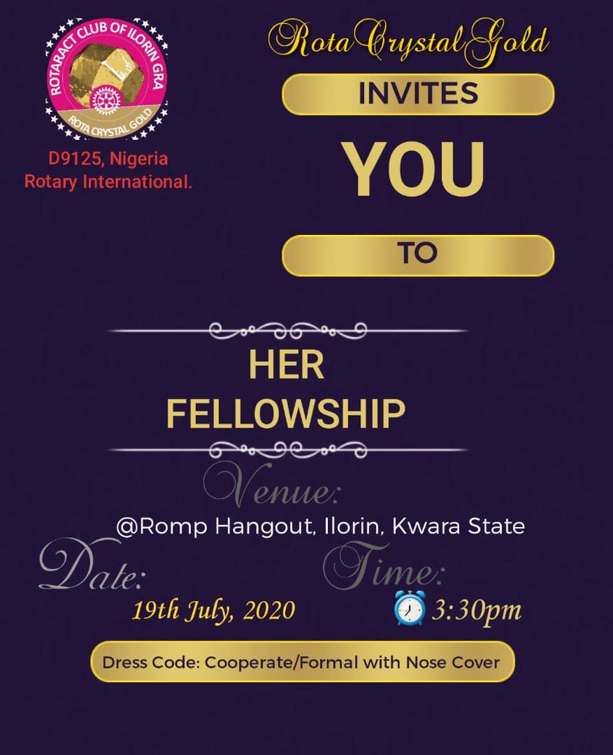 raciloringra's tweet photo. Fellowship! Fellowship!! Fellowship!!!

This is to humbly remind of the Maiden Fellowship of Trailblazer team of Rotaract Club of Ilorin GRA D9125, Nigeria which is scheduled to hold as follows:

🌐 Romp Hangout, Fate Road, Ilorin.
📆 Sunday 19th July, 2020
🕞 3:30pm https://t.co/Q7oedc21yX