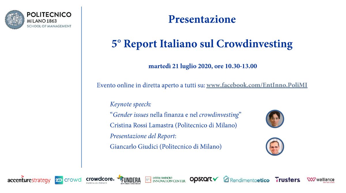 OsservaMiniBond's tweet photo. perchè nel mondo del #crowdinvesting ci sono poche donne? ne parliamo martedì alle 10.30 con la prof.ssa Cristina Rossi alla presentazione del 5° Report italiano ----> https://t.co/suBCXXXZpE https://t.co/IuO3BQXcFR