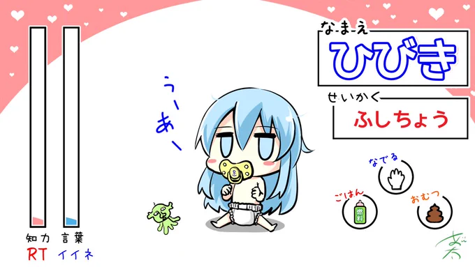 「RTとイイネの数で成長する響ちゃん」

RT   → 知力アップ!
イイネ → 覚える言葉の数

(成長期間は48時間) 