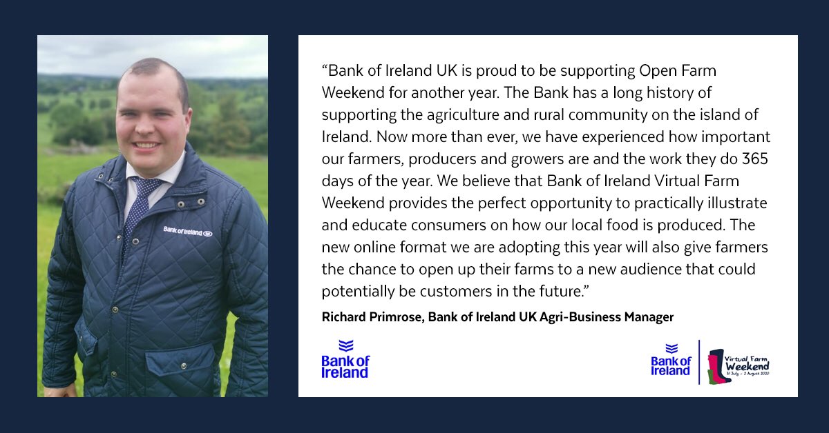 .Title sponsor of Open Farm Weekend is <a href="/BankofIrelandUK/">Bank of Ireland UK</a>. Agri-Business Manager Richard Primrose shares his thoughts on this year's event #BOIVFW20